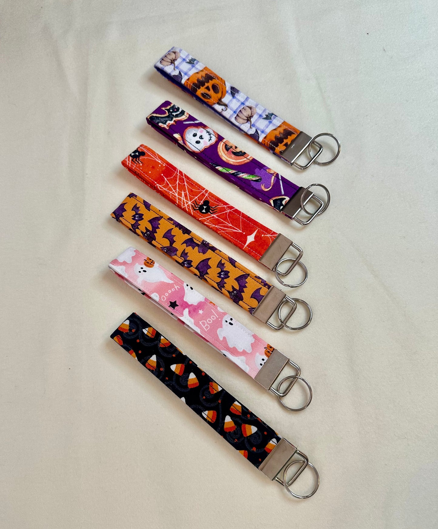 Spooky Season Small Lanyard style keychain, Fabric Wristlet, Cute Keychain