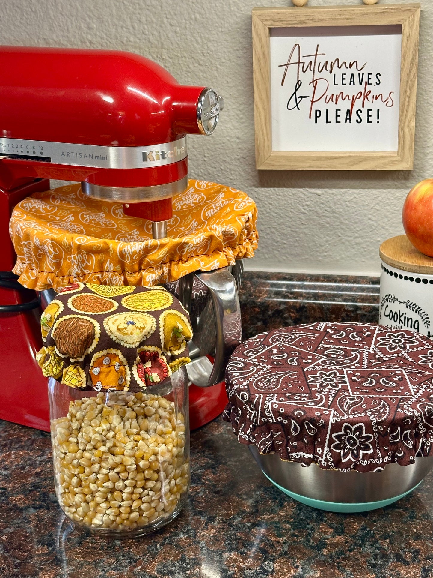 Fall Pie dish Cover, Zero Waste Kitchen Bowl Cover