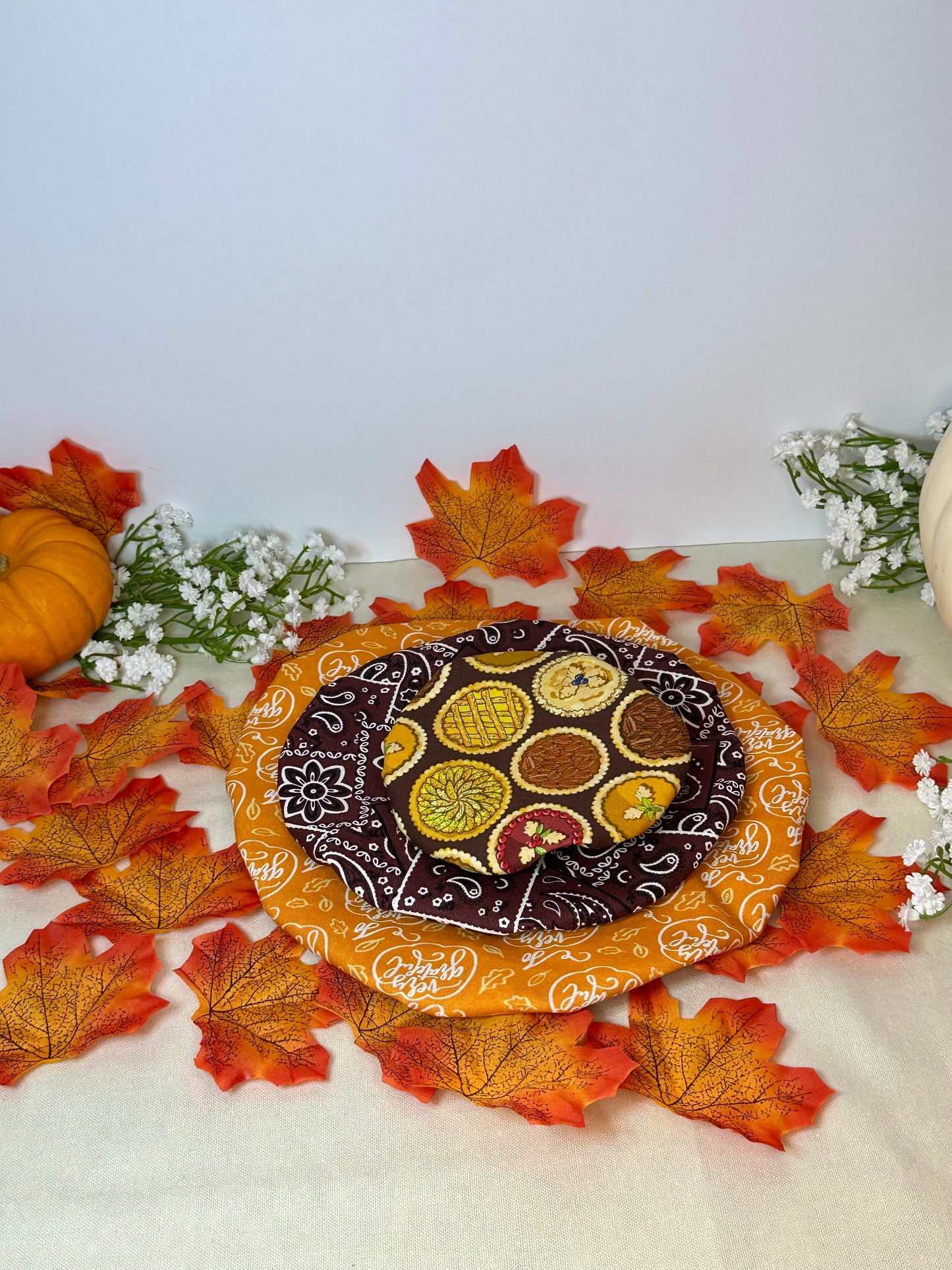 Fall Pie dish Cover, Zero Waste Kitchen Bowl Cover