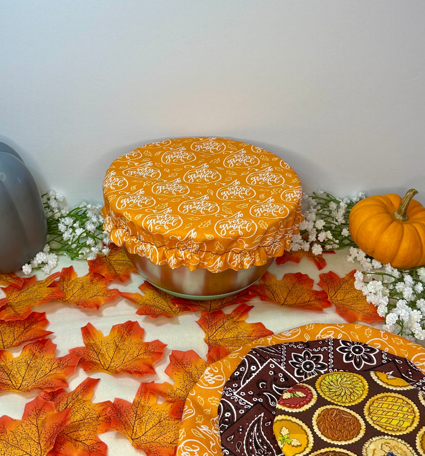 Fall Pie dish Cover, Zero Waste Kitchen Bowl Cover