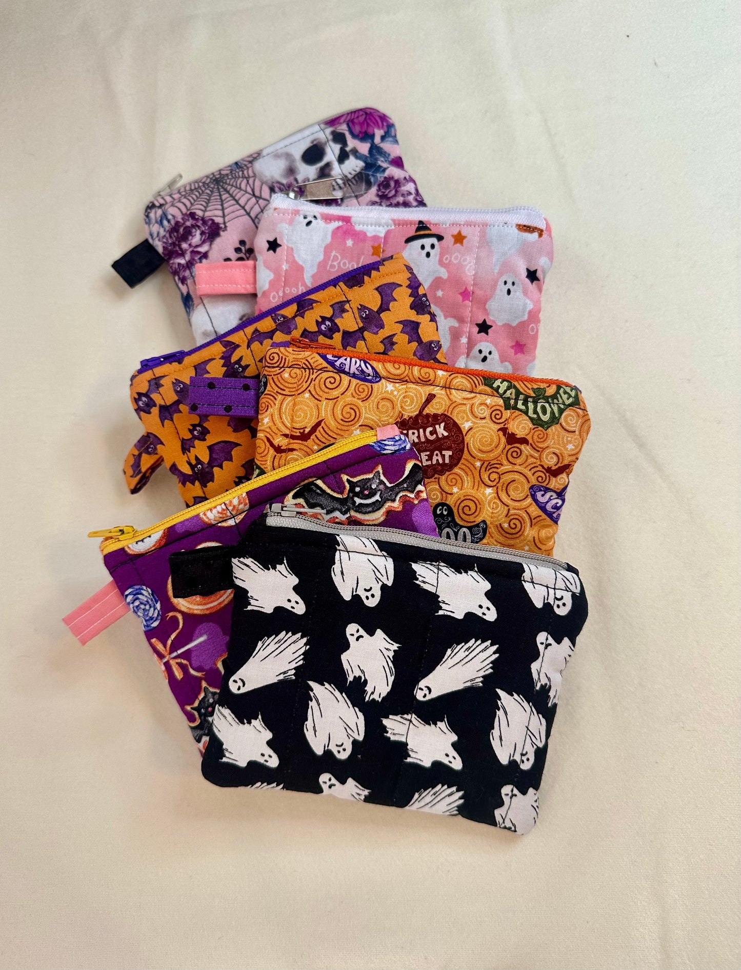 Halloween Keychain Coin Purse, Badge Holder, Mini Clutch, Quilted Wristlet